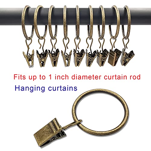 40 Pack Curtain Rings with Clips, Drapery Clips with Rings, Drapes Rings 1.26 in Interior Diameter, Fits up to 1 in Curtain Rod, Bronze - color: Bronze, size: 1.26" I D 40 Pack