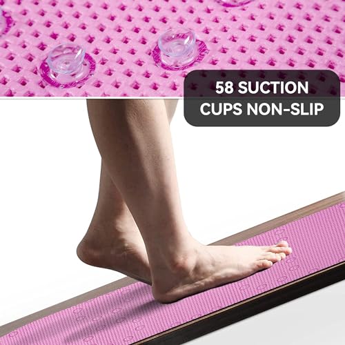 Bathtub Mat Non Slip 36” X 17” Pink Shower Mat Soft Foam Bath Mats for Bathroom Tub, Bathtub Mat with Drain Holes, Suction Cups, Shower Mat Non Slip - color: Pink