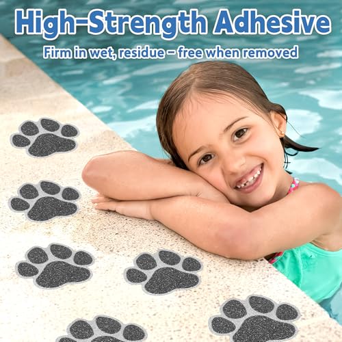 Secopad Non-Slip Bathtub Stickers, 20 PCS Large Safety Bathroom Tubs Showers Treads Adhesive Decals with Premium Scraper (Black) - color: Black