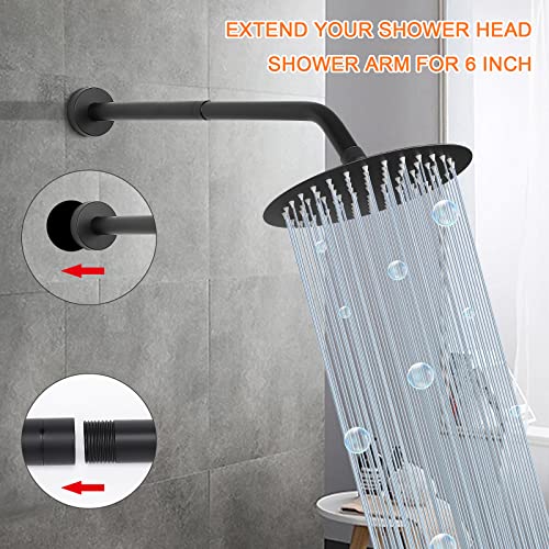 Shower Head Extension Arm, Shower Extender Water Outlet- Lowers Existing, Shower Pipe Extension for Bathroom, Made of Solid Metal Stainless Steel(10 Inch, Matte Black) - color: Matte Black, style: 10 Inch