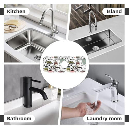 Coffee Coffe Kitchen Sink Splash Guard Faucet Mat Super Absorbent Fast Drying Mat Sink Gadgets-Fast Drying Pad Sink Mat For Kitchen Bathroom (15" X 5.5" ) - color: Coffee