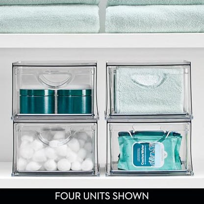 iDesign Stackable Storage Drawer, Clear | Stackable OrganFor Fridge, Pantry, or Under Sinks, Made in USAizer, For Bathroom Counter, Vanity, Under-Sink - style: Pack of 1