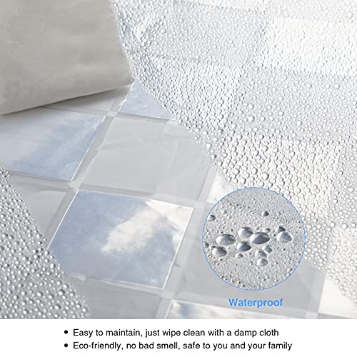 WELTRXE EVA Shower Curtain Liner 72x72 Inch 8G Heavy Duty Clear Shower Liner with Design, Plastic Shower Curtains for Bathroom Bathtub, Shower Stall, 3D Frosted Square Pattern, 3 Magnets - color: Clear - Mosaic, size: 72"W x 72"L (Pack of 1)