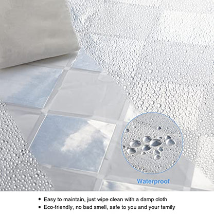 WELTRXE EVA Shower Curtain Liner 72x72 Inch 8G Heavy Duty Clear Shower Liner with Design, Plastic Shower Curtains for Bathroom Bathtub, Shower Stall, 3D Frosted Square Pattern, 3 Magnets - color: Clear - Mosaic, size: 72"W x 72"L (Pack of 1)