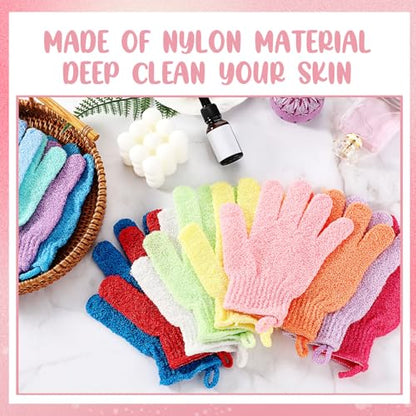 Didaey 104 Pcs Exfoliating Glove Bulk Shower Gloves with Hanging Loop Exfoliating Body Scrubber Dead Skin Remover for Body Bath Beauty Spa Massage Scrubs Men Women Bathing(White) - color: White