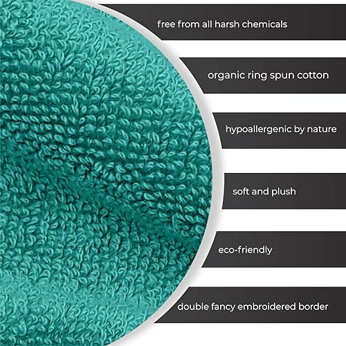 Ocean Towel Set for Bathroom 100% Luxury Cotton Bath Towels Set of 8 (2 Bath Towel and 2 Hand Towel Set & 4 Wash Cloth) - Green Soft Towels Bathroom Set 600 GSM Double Stitched for Durability - color: Green