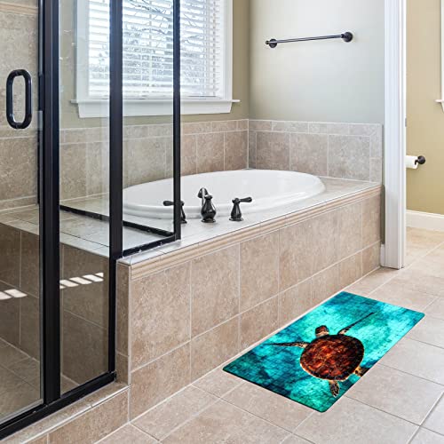 Bath Tub Mat Non Slip Shower Mat Sea Turtle Extra Long Bathtub Mat 26.8x15 inches Bathroom Bath Mat with Suction Cups Drain Holes Machine Washable - color: Sea Turtle