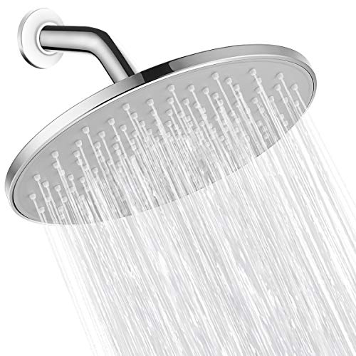 Waterfall Showerhead VMASSTONE High Pressure Showerhead - Tool Free Installation- with Large Spray Surfaces and 200 Nozzles for Delicate and Unstimulate Shower Experience (EM-001 Chrome/Light Grey) - color: Chrome/Light Grey