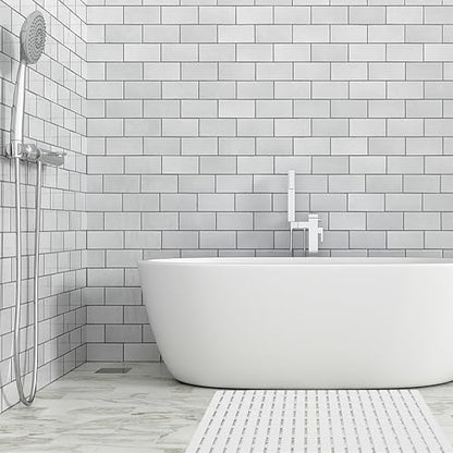 BEMISO Shower Mat Non Slip Bathtub Mat with Suction Cups and Drain Holes 27.5 x15.7 Inch Bath Mat for Tub & Shower.Easy Dry,Easy to Cut,Eco-Friendly - color: White, size: 27.5 x 15.7 inches