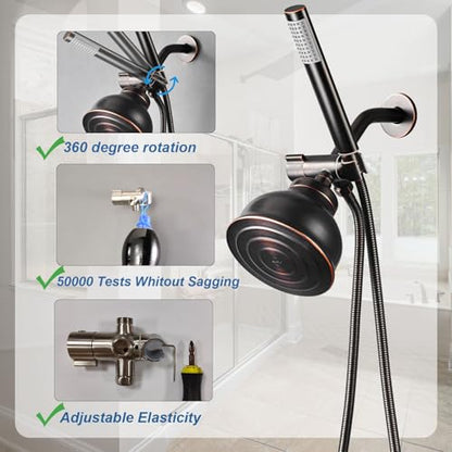 3 Way Shower Diverter Valve with Hand Shower Holder, G1/2 Shower Head Splitter, Shower Arm Diverter, Bathroom Universal Shower System Replacement Part (Oil Rubbed Bronze) - color: Oil Rubbed Bronze