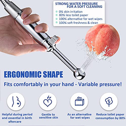 SonTiy Handheld Bidet Sprayer for Toilet, All Metal Cloth Diaper Toilet Sprayer Bidet Attachment with Backflow Preventer, Adjustable Water Jet Spray, 7.2" Brass Hand Held Bidet Wand, Chrome