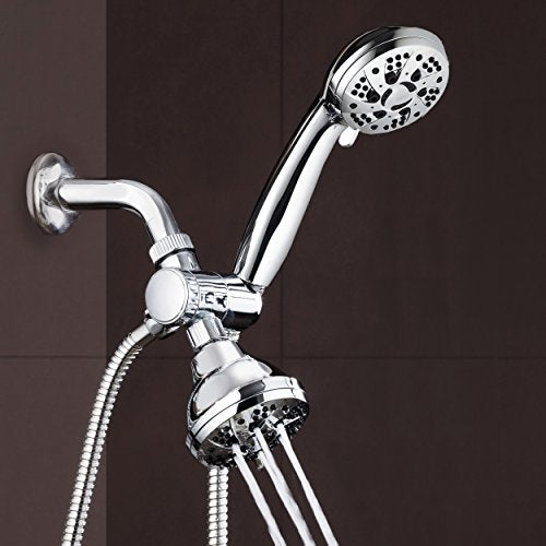 AquaDance Total Chrome High Pressure 3-way 48-setting Rain – Handheld Shower Head Combo – Angle Adjustable, Anti-Clog Jets, Tool-Free Installation - USA Standard Certified – Top U.S. Brand | Enjoy Two 6-Setting Rain & Hand Showerheads Separately or Togeth