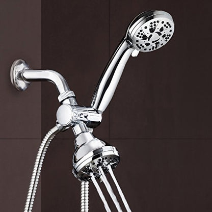 AquaDance Total Chrome High Pressure 3-way 48-setting Rain – Handheld Shower Head Combo – Angle Adjustable, Anti-Clog Jets, Tool-Free Installation - USA Standard Certified – Top U.S. Brand | Enjoy Two 6-Setting Rain & Hand Showerheads Separately or Togeth