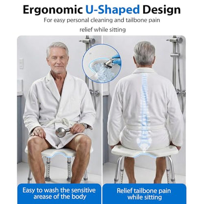 Shower Chair for Inside Shower, 400 lbs Shower Stool with Adjustable Height, Shower Seat for Inside Tub Bathroom Non-Slip Bench Bath Shower Chair for Elderly and Disabled, Adults,Seniors, White