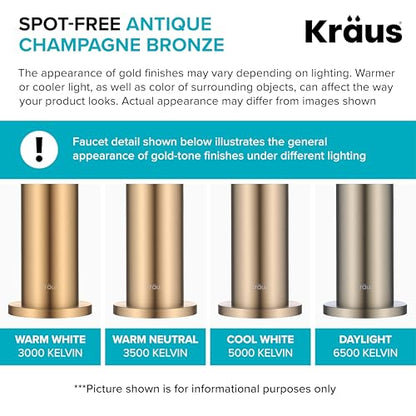 Kraus Oletto Single Handle Kitchen Bar Faucet in Spot Free Antique Champagne Bronze, Kitchen Sink Faucets, KPF-2822SFACB - color: Spot Free Antique Champagne Bronze, style: Bar Faucet