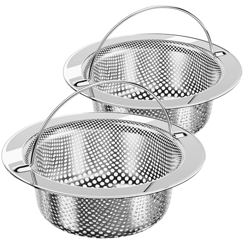 MR.SIGA Kitchen Sink Strainer, Stainless Steel Sink Drain Strainer, 2 Pack | Dishwasher safe sink strainer, outer diameter 4.33 inch/11 cm, inner diameter 3.23 inch/8.2cm