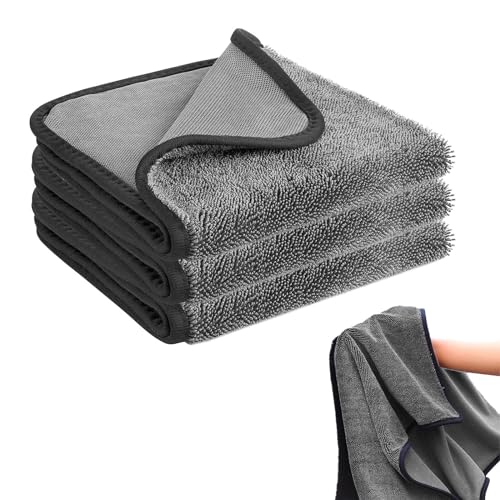 3 Pack Bath Drying Towel,Absorbent Microfiber Cleaning Cloth Fast Dry Drying Towel,Dusting Cloth Cleaning Rags Shower Cloth Towels for Cars,Bathroom,Kitchen,23.62×15.74'', Gray