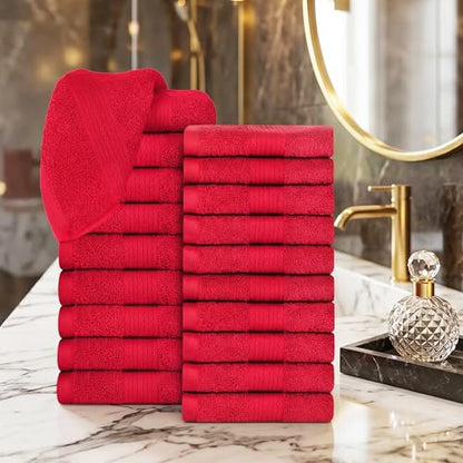 100% Cotton Washcloths 12x12 Inches, 600 GSM, Soft & Absorbent, Durable, Set of 20, Red - color: Red, size: Washcloth Set of 20