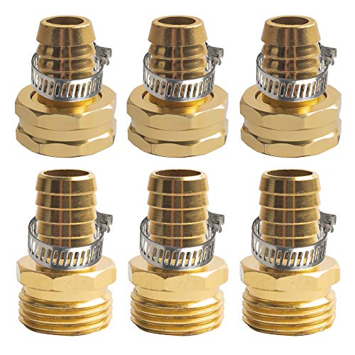 Hourleey Garden Hose Repair 1/2 Inch, Aluminum Mender Hose Connector Fitting with Clamp, Fit 1/2" Male & Female Hose Connector, 3 Sets - size: 1/2" - 3 Set