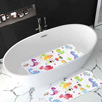 Bath Mat for Tub for Kids Dinosaur Non Slip Bathtub Mat for Baby Toddler 40X16 Inch Long Anti Skid Bathroom Shower Mat with Suction Cups & Drain Holes - color: Dinosaursmats