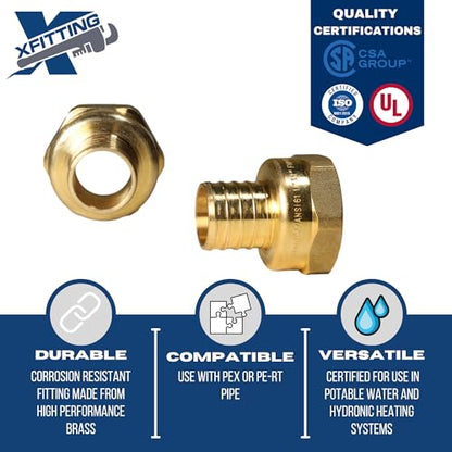 2 Pack XFITTING 1 inch Pex x 1 inch Female NPT Adapter - size: 1" Pex x 1" Female