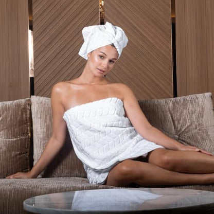 BAGNO MILANO Turkish Cotton Bath Towels, Hand Towels - Soft Plush Jacquard Collection - Highly Absorbent Towel Set (Cream, 2 pcs Bath Towel Set) - color: Cream, size: 2 pcs Bath Towel Set