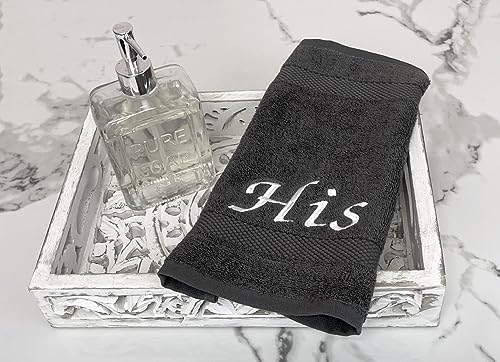 Liberty21 His and Hers Embroidered Wash Cloths Towel Set for Couples. This Set Includes 2 Washcloth Towels for Body and Face. His and Hers Gifts. 100% Cotton. (Gray) - color: Gray