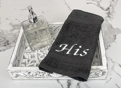Liberty21 His and Hers Embroidered Wash Cloths Towel Set for Couples. This Set Includes 2 Washcloth Towels for Body and Face. His and Hers Gifts. 100% Cotton. (Gray) - color: Gray