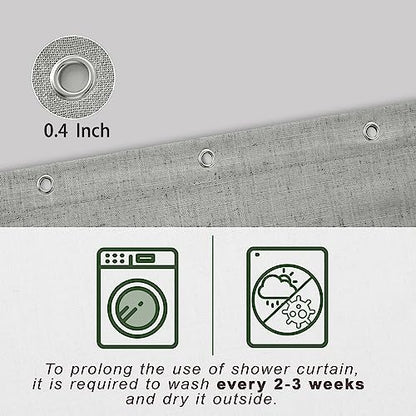 KOUFALL Grey Shower Curtain,Linen Fabric Boho Hotel Style Collection Shower Curtains for Bathroom,Set with Hooks,Light Gray,72 Inch - color: Grey, size: 72"W x 72"L (Pack of 1)