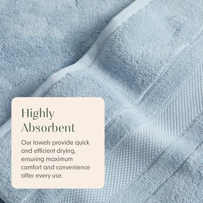 Luxury 100% Cotton Bath Towels Set | 6-Piece Set | Blue Fog | 700 GSM | Premium Bath Towels | Ultra Soft Thick Plush & Highly Absorbent | Luxury Hotel & Spa Bathroom Towels - color: Blue Fog, size: 6 Piece Set