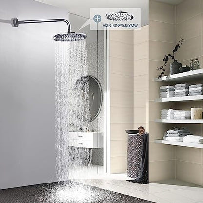 BRIGHT SHOWERS 16-Inch Shower Head Extension Arm with Flange, L Shaped Shower Extender, Extra-Long Stainless Steel Shower Pipe, Chrome - color: Chrome, style: L-Shape 16 Inch