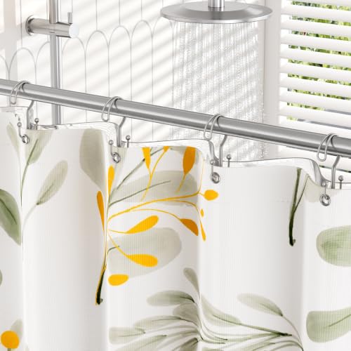 Bathway Matte Nickel Shower Curtain Hooks Ring, 12 Pcs Double Sided Shower Hooks, Rust Proof Metal Shower Hooks for Bathroom, Anti-Drop Shower Rings for Shower Curtain & Liners - color: Matte Nickel, style: Double-layer Shower Hooks