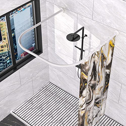 U Shaped Shower Curtain Rod (Both sides: 31.5"-47",Middle: 34.7"-43") Adjustable True 304 Stainless Bathroom Bathtub Shower Curtain Rod Rack White - color: U Shaped White, Length on both sides: 31.5"-47",Middle width:34.7"-43", size: U Shaped