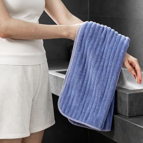 3-Piece Hand Bath Towels 14 X 29.6 Inchs, Quick-Dry Microfiber Washcloths with Hanging Loop, Soft & Absorbent Face Towels for Bathroom Kitchen Gym Travel - color: 3blue