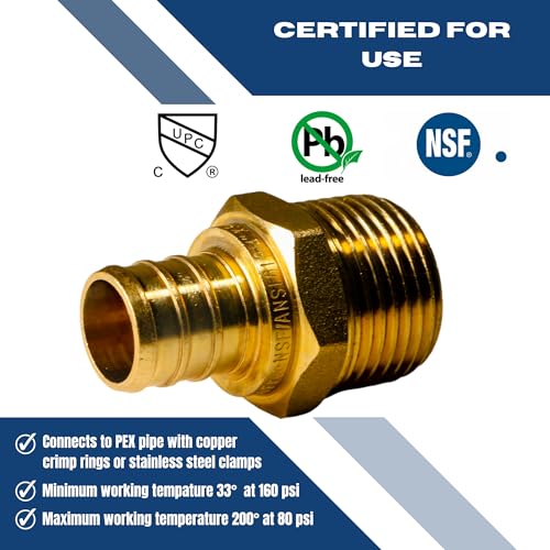 2 Pack XFITTING 3/4 inch Pex x 3/4 inch Male NPT Adapter - size: 3/4" Pex x 3/4" Male