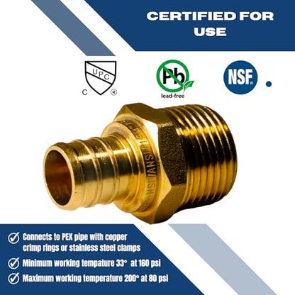 2 Pack XFITTING 3/4 inch Pex x 3/4 inch Male NPT Adapter - size: 3/4" Pex x 3/4" Male