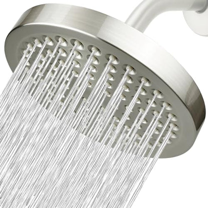 High Pressure Rain Shower Head - High Flow Rainfall Showerhead - Luxury Modern Look - Pressure Boosting Bathroom Shower Heads (6 inches, Brushed Nickel) - color: Brushed Nickel