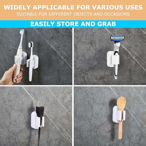 2PCS Wall Mounted Electric Toothbrush Holder, Adhesive & Waterproof Holder | No-Drill Design, Multi-Function Bathroom Organizer for Shower & Cabinet, Space Saving (White) - color: White Toothbrush Holder-2pcs