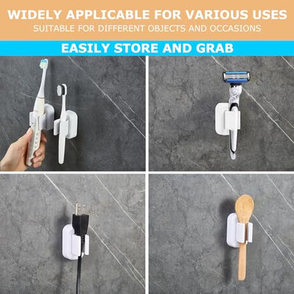 4PCS Wall Mounted Electric Toothbrush Holder, Adhesive & Waterproof Holder | No-Drill Design, Multi-Function Bathroom Organizer for Shower & Cabinet, Space Saving (White) - color: White Toothbrush Holder-4pcs