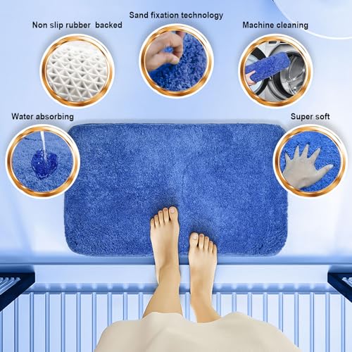 Shower Curtain Sets with Rugs and Adjustable Toilet Seat Cover | 4 Pcs Light Blue Bathroom Sets with Shower Curtain and Rugs and Microfiber Toilet Lid Cover - color: Light Blue