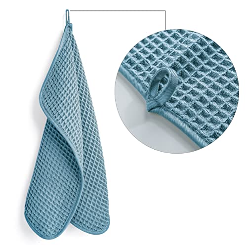 POLYTE 430 GSM Microfiber Lint Free Washcloth Face Towel, 13 x 13 in, 4 Pack (Waffle Weave) - color: Green