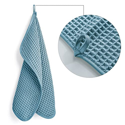 POLYTE 430 GSM Microfiber Lint Free Washcloth Face Towel, 13 x 13 in, 4 Pack (Waffle Weave) - color: Green