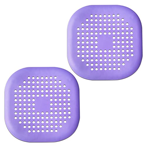 2 Pieces Shower Drain Hair Catcher Bathtub Stopper Home Drain Protectors Drain Cover with Sucker Water Trap Sink Cover for Bathroom Bathtub and Kitchen (Purple, Purple) - color: Purple,purple
