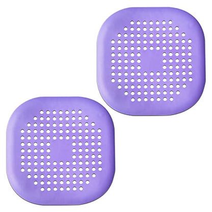 2 Pieces Shower Drain Hair Catcher Bathtub Stopper Home Drain Protectors Drain Cover with Sucker Water Trap Sink Cover for Bathroom Bathtub and Kitchen (Purple, Purple) - color: Purple,purple