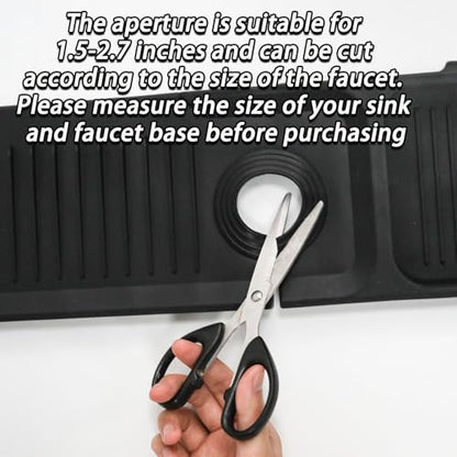 24 Inch Black Durable Faucet Mat, Silicone Kitchen Sink Splash Guard Behind Faucet, Draining Mat for Kitchen/Bathroom/Farmhouse/RV (60 * 15 * 1.8cm) - color: Black