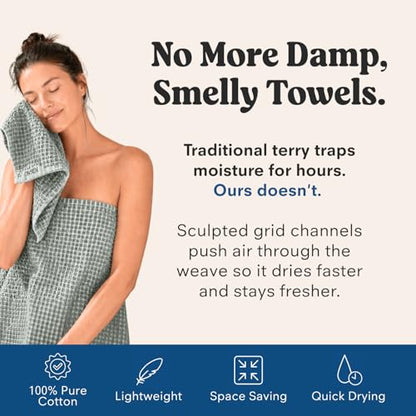 ONSEN Sculpted Terry Towel Set, 100% American Cotton, Quick Dry Lint Free, Lightweight Absorbent Face Hand Bath Towels with Hanging Loop (Spruce, 2X Bath Towel, 2X Hand Towel, 2X Face Towel) - color: Spruce, size: 2X Bath Towel, 2X Hand Towel, 2X Face Tow