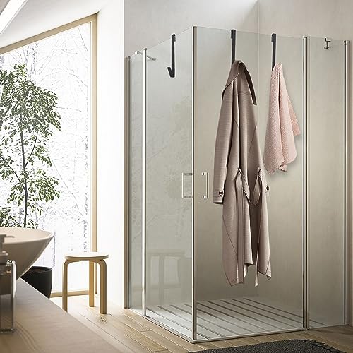 Extended Shower Door Hooks, 4 Pack Heavy Duty Stainless Steel No Drill Over Door Towel Hooks for Frameless Glass Shower Door, Bathroom Organizer (10 Inch) - size: 10 Inch