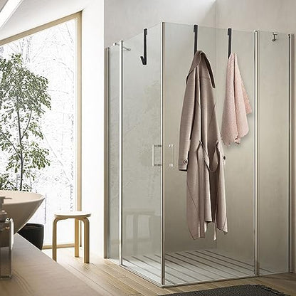 Extended Shower Door Hooks, 4 Pack Heavy Duty Stainless Steel No Drill Over Door Towel Hooks for Frameless Glass Shower Door, Bathroom Organizer (10 Inch) - size: 10 Inch