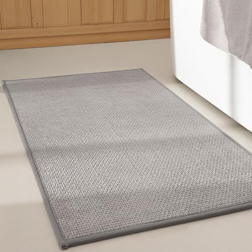 GRANNY SAYS Grey Bathroom Rugs, Soft Chenille Bathroom Mat, Absorbent Bath Mats 20" x 32", Small Bath Rugs Non Slip Washable, Quick Dry, Thin, Rug for Tub and Shower - color: B-light Grey, size: 1'8" x 2'8" (Rectangular)