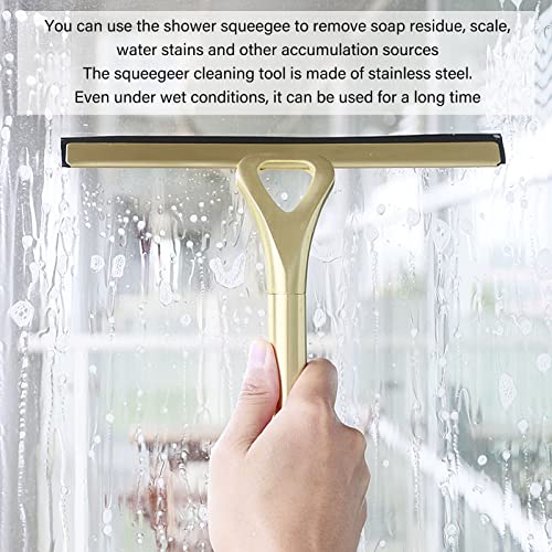 Window Cleaner Tool, Shower Squeegee for Shower Doors, Stainless Steel Squeegee for Glass Doors Car Glass Bathroom Window Kitchen Mirror